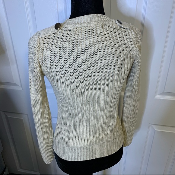 Creme Knit V Cut Button Cardigan - Picture 3 of 7